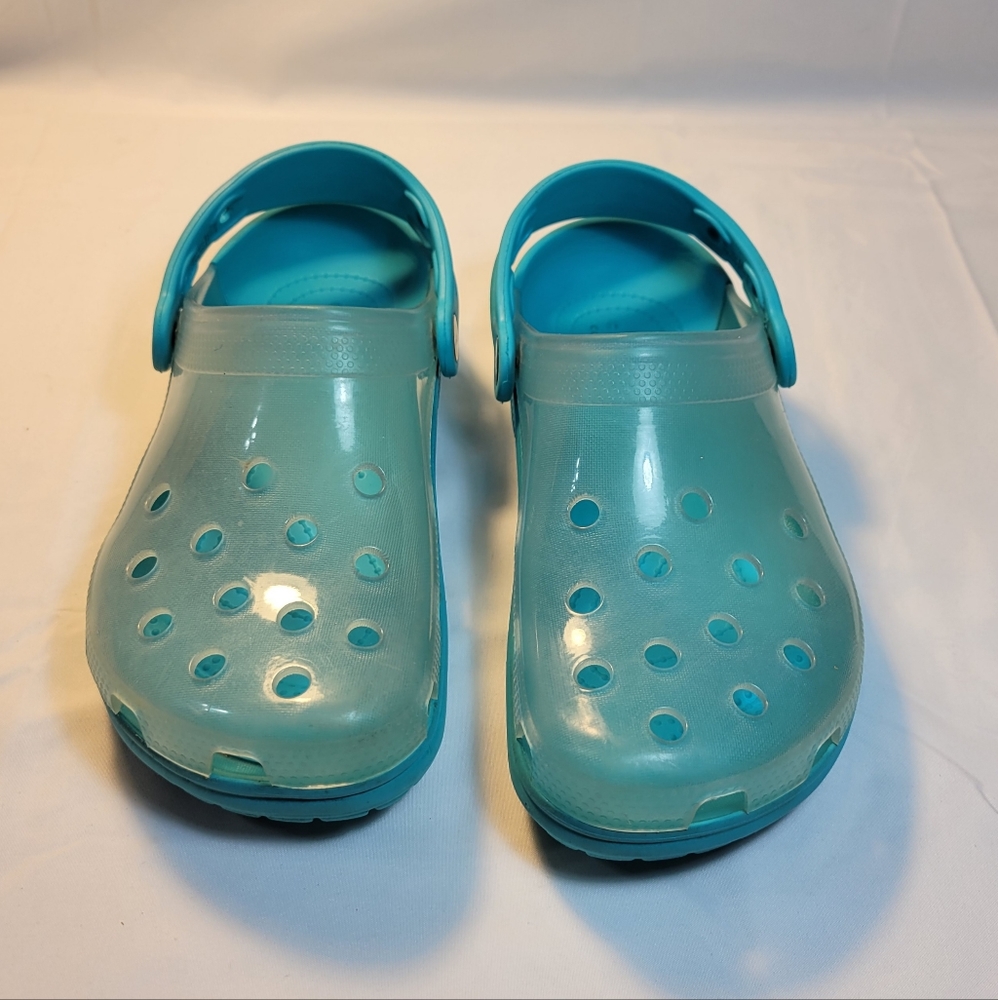 Crocs Shoes Unisex Mens 4 Womens 6 Classic Translucent  Clog Digital Aqua